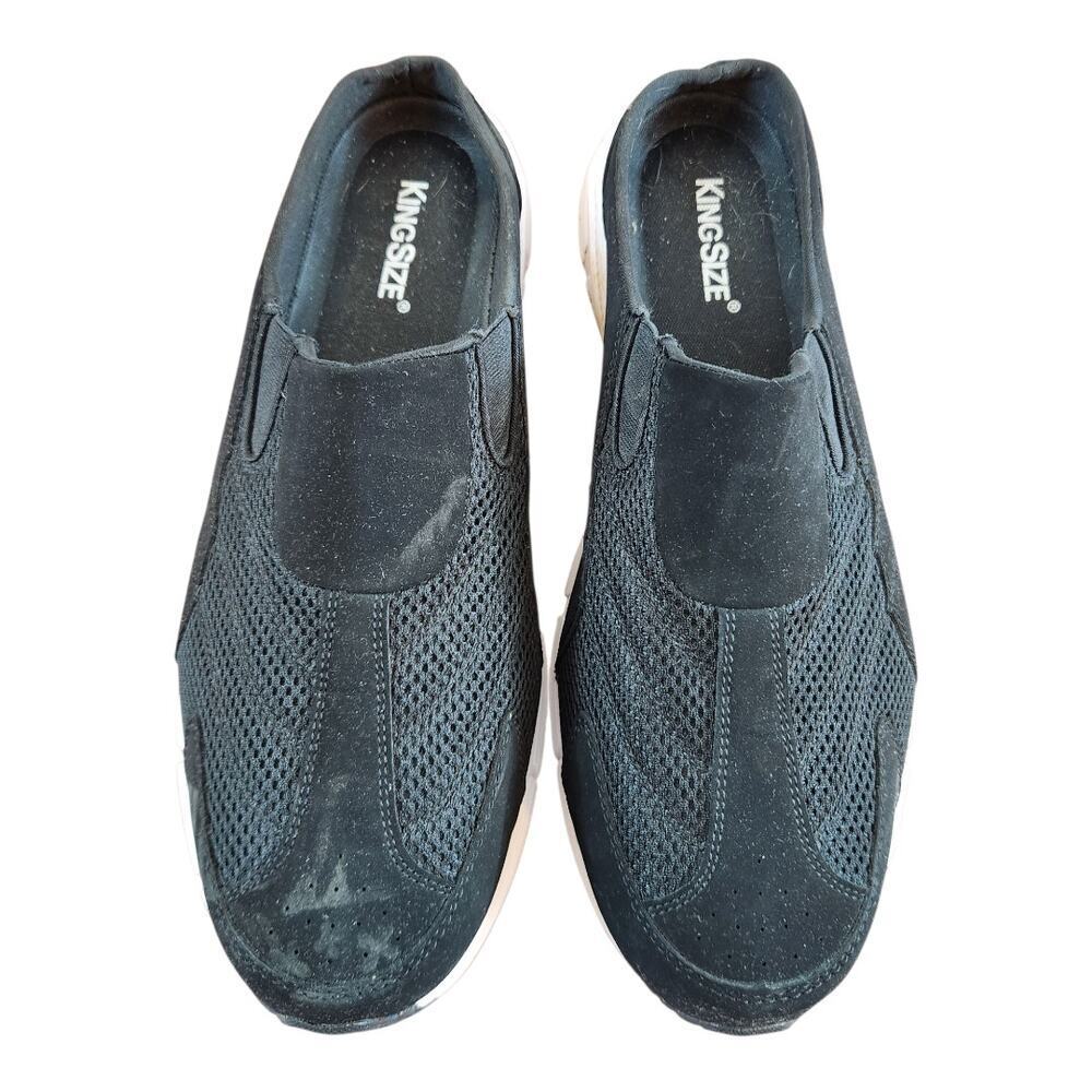 KIng Size mens slip on shoes sz 13W black‎ white comfort slide 15049